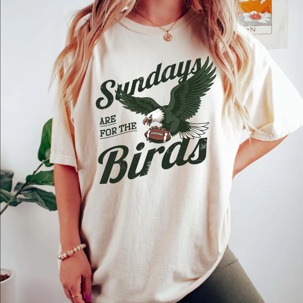 Sundays Are For The Birds Eagle Football Vintage White T-Shirt